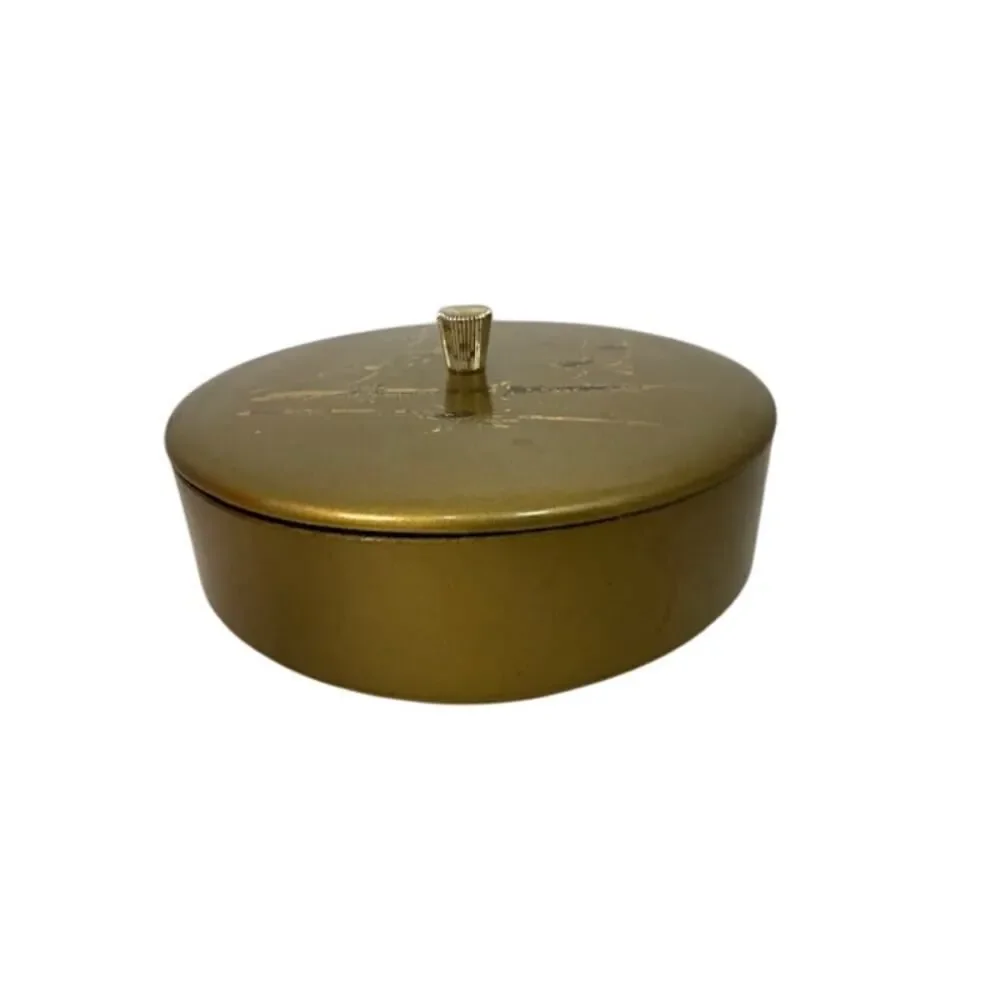 Vintage 1970s Otagiri gold lacquerware lidded bowl 7